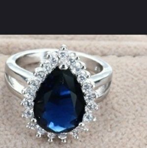 Blue and white Ziron Statement Cocktail Ring